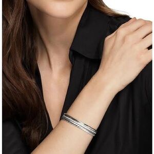 Twisted Silver Open Cuff Bracelet Polished Silver